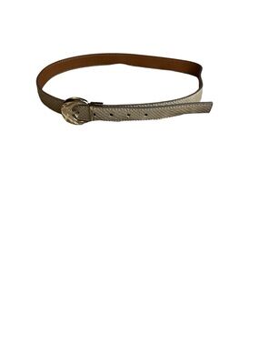 Women’s Metallic Textured Belt with Gold Buckle - Gold
